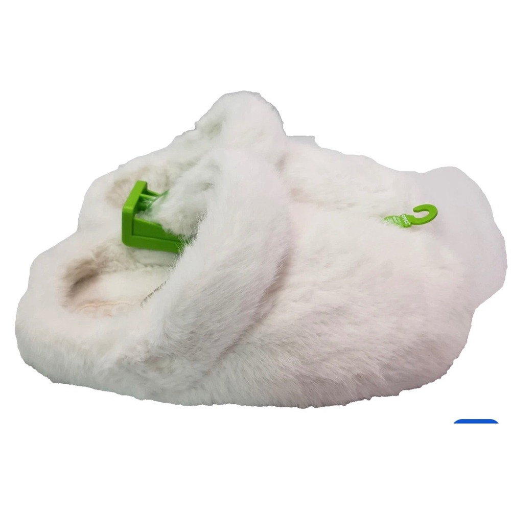 Crocs Classic Cozzzy Luxe Slipper White Faux Fur Mens 8 Womens 10 211826-0WV NEW